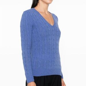 POLO RALPH LAUREN Blue Cashmere V-Neck Pullover Sweater Size S